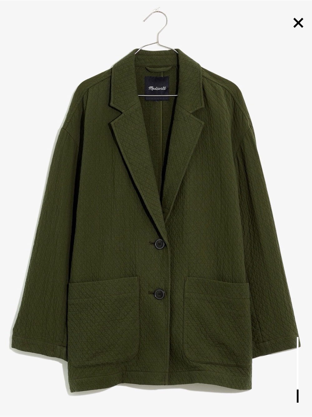 Madewell Olive Quilted Blazer Jacket